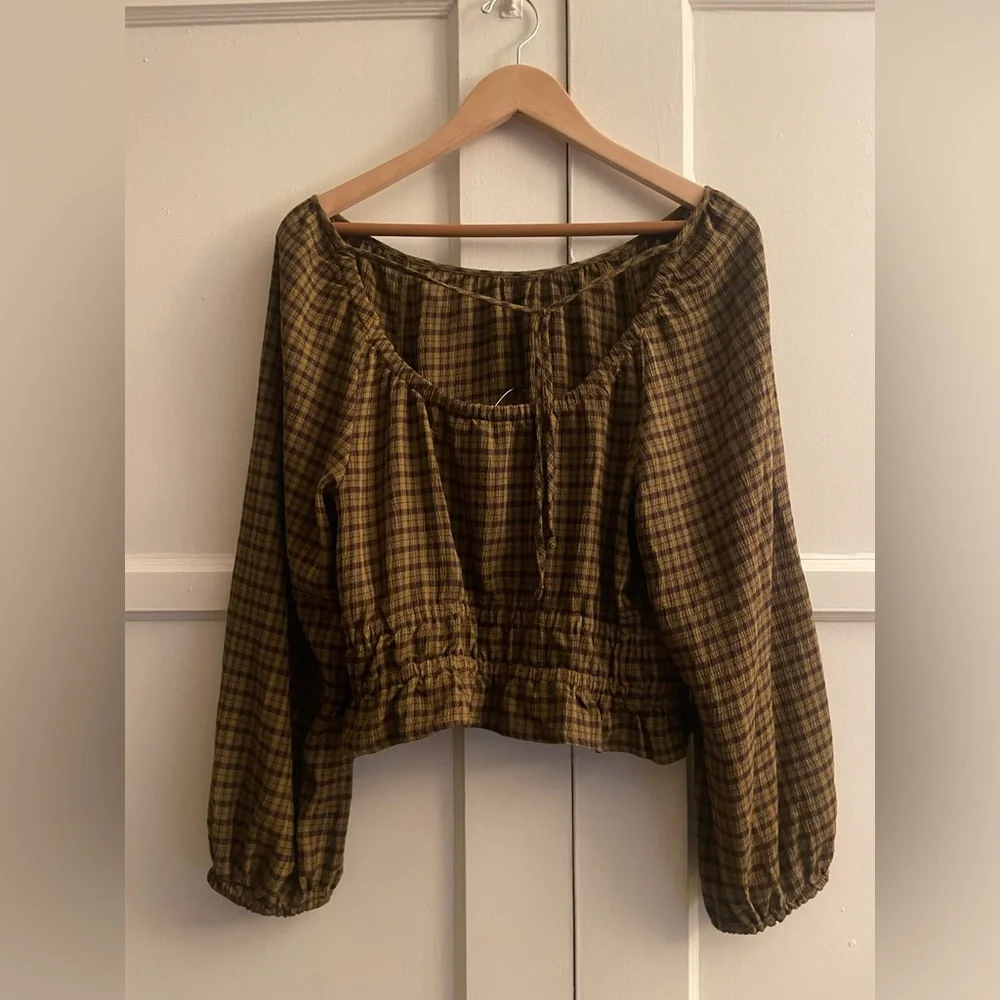 Madewell Tie-Back Cut Out Blouse in Spiced Olive • NWT - Picture 9 of 9